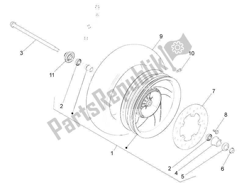 Toutes les pièces pour le Roue Avant du Piaggio FLY 125 4T 3V IE E3 LEM 2012