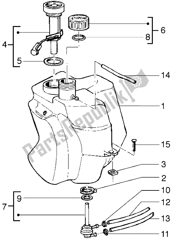 All parts for the Fuel Tank of the Piaggio Liberty 125 1998