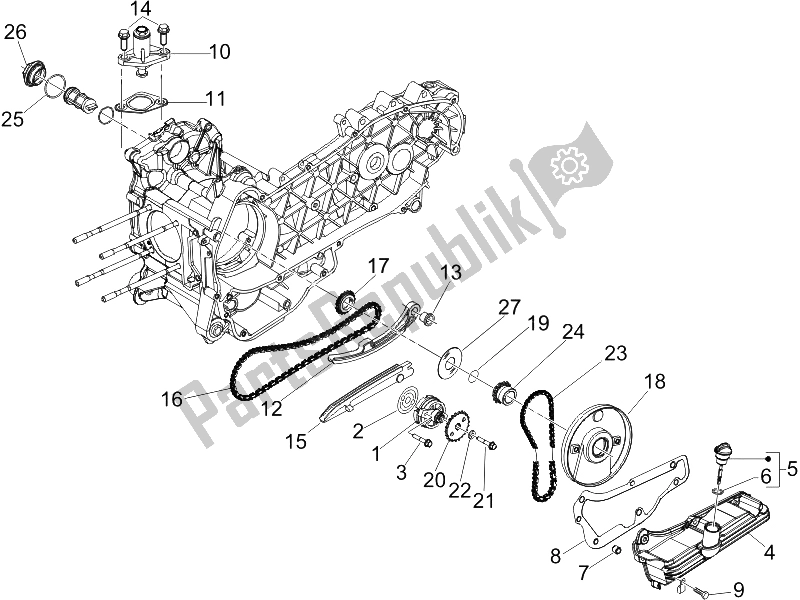 All parts for the Oil Pump of the Piaggio X8 250 IE 2005