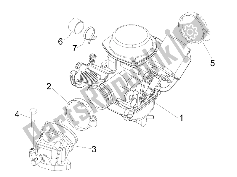 Toutes les pièces pour le Carburateur, Montage - Tuyau Union du Piaggio X8 125 Premium Euro 3 2007