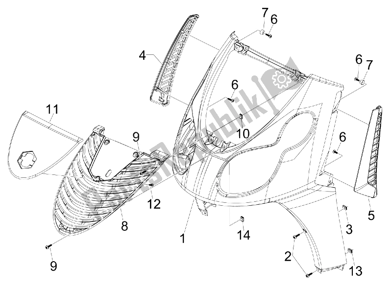 Toutes les pièces pour le Bouclier Avant du Piaggio Carnaby 250 4T IE E3 2008