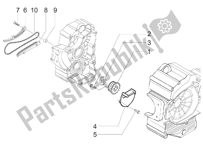 All parts for the Oil Pump of the Piaggio MP3 400 RL Touring 2011