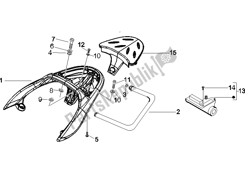 All parts for the Rear Luggage Rack of the Piaggio BV 500 2005