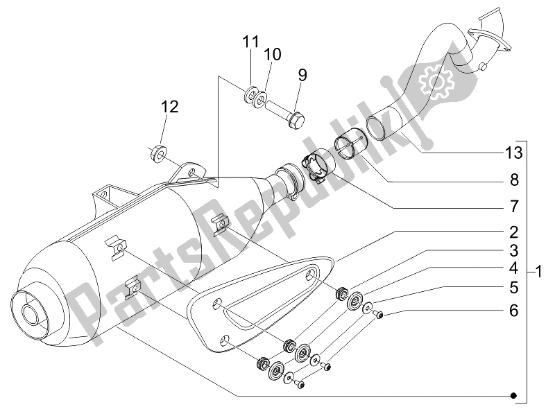 All parts for the Silencer of the Piaggio Carnaby 200 4T E3 2007