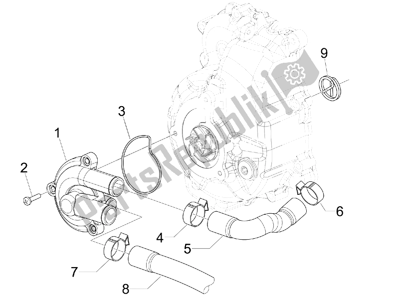 Tutte le parti per il Pompa Di Raffreddamento del Piaggio BV 250 USA 2007