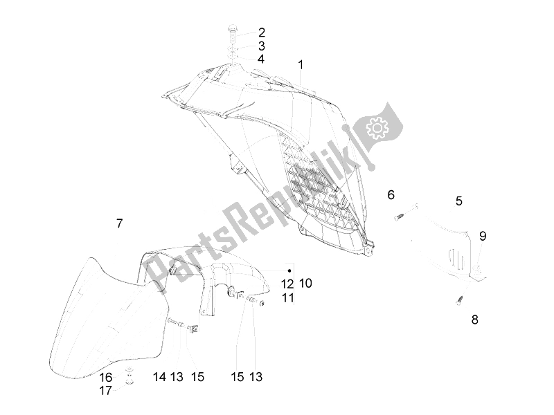 All parts for the Wheel Huosing - Mudguard of the Piaggio X EVO 400 Euro 3 2007