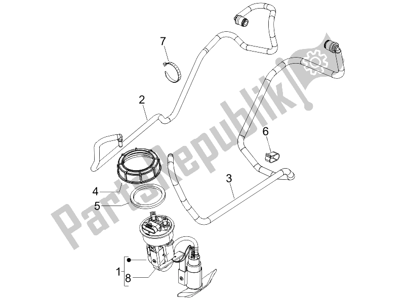 Tutte le parti per il Sistema Di Approvvigionamento del Piaggio Beverly 250 IE Sport E3 2006