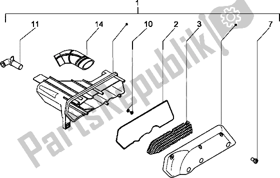 All parts for the Air Cleaner (vehicle With Rear Hub Brake) of the Piaggio NRG MC3 50 2002