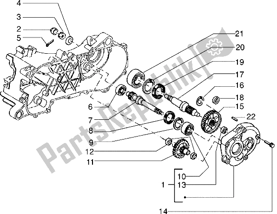 All parts for the Rear Wheel Shaft of the Piaggio ZIP SP 50 1996