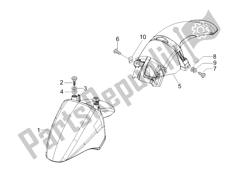 Tutte le parti per il Passaruota - Parafango del Piaggio ZIP 50 SP Euro 2 2006