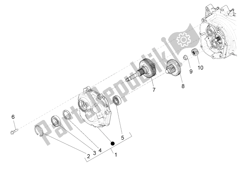 All parts for the Reduction Unit of the Piaggio Beverly 350 4T 4V IE E3 Sport Touring 2014
