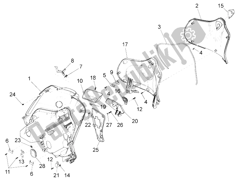 Toutes les pièces pour le Boîte à Gants Avant - Panneau De Protection Des Genoux du Piaggio FLY 50 4T 2V 25 30 KMH 2012