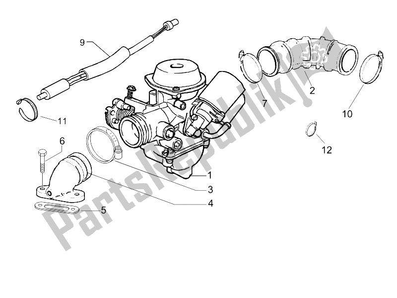 Toutes les pièces pour le Carburateur, Montage - Tuyau Union du Piaggio Liberty 200 4T E3 2006