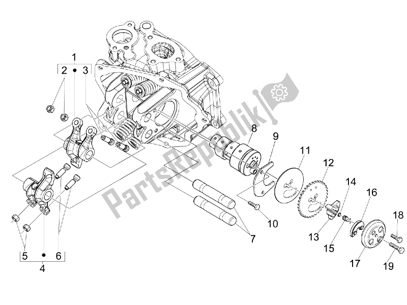 Toutes les pièces pour le Leviers à Bascule Support Unité du Piaggio BV 250 USA 2007