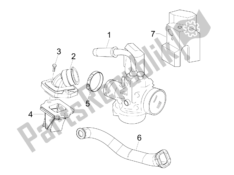 All parts for the Carburettor, Assembly - Union Pipe of the Piaggio Liberty 50 2T 2008