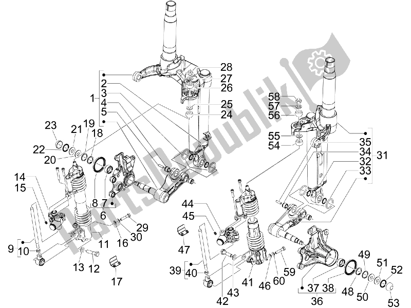 Todas as partes de Componentes Do Garfo (mingxing) do Piaggio MP3 400 IE USA 2007