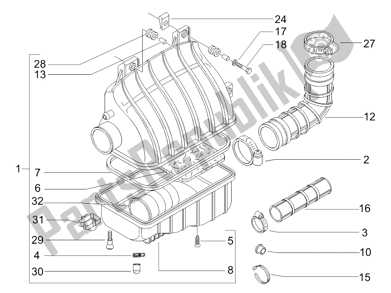 Toutes les pièces pour le Filtre à Air du Piaggio X9 500 Evolution USA 2006