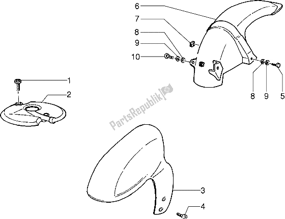 All parts for the Front And Rear Mudguard of the Piaggio NRG MC2 50 1996