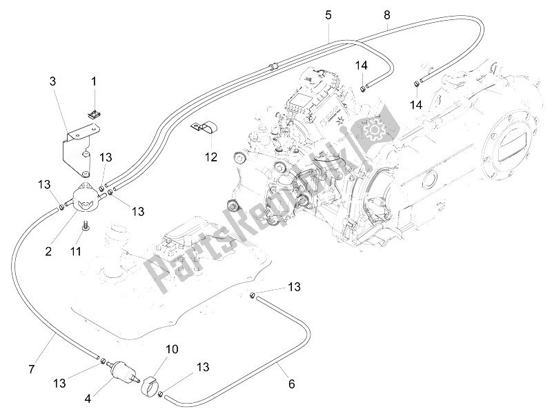 Todas las partes para Sistema De Suministros de Piaggio FLY 50 4T 4V 2012