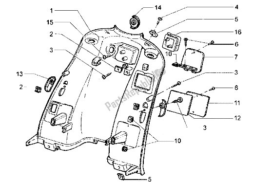 Toutes les pièces pour le Bouclier Arrière du Piaggio Hexagon LX 125 1998