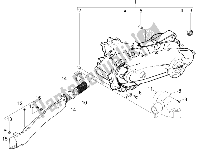 Alle onderdelen voor de Carterafdekking - Carter Koeling van de Piaggio Liberty 50 4T PTT D 2014