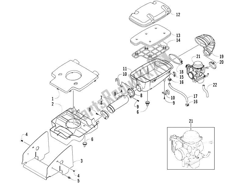 All parts for the Air Filter of the Piaggio Trackmaster 400 Passo Corto 2006