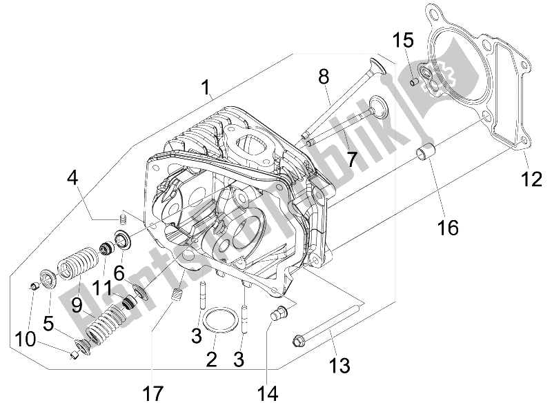 Toutes les pièces pour le Unité De Tête - Valve du Piaggio Liberty 150 4T E3 MOC 2009