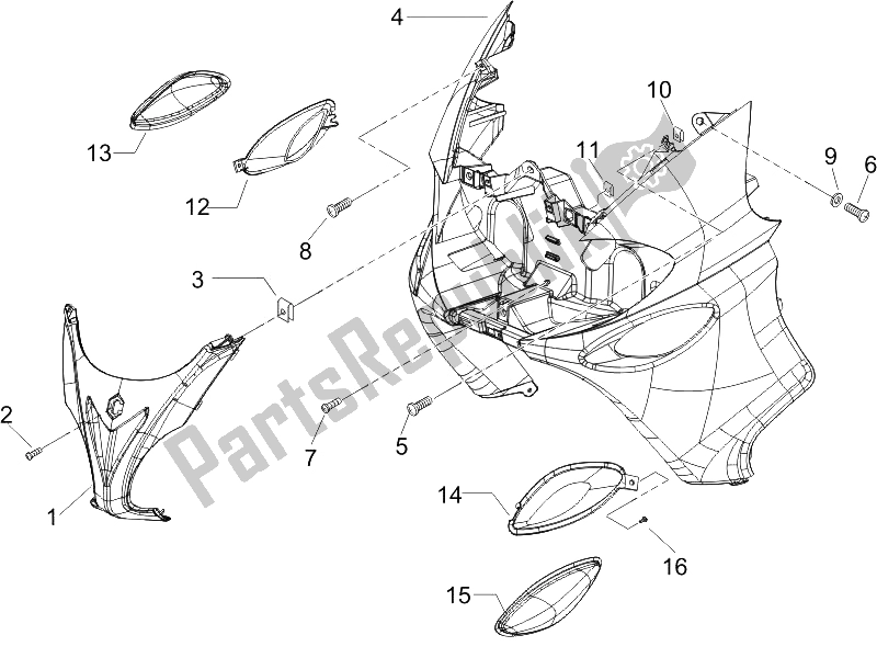 Toutes les pièces pour le Bouclier Avant du Piaggio X9 250 Evolution 2006