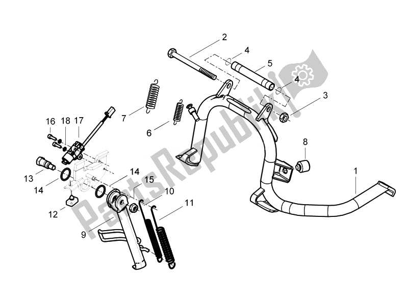 Tutte le parti per il Stand / S del Piaggio Beverly 125 RST 4T 4V IE E3 2010