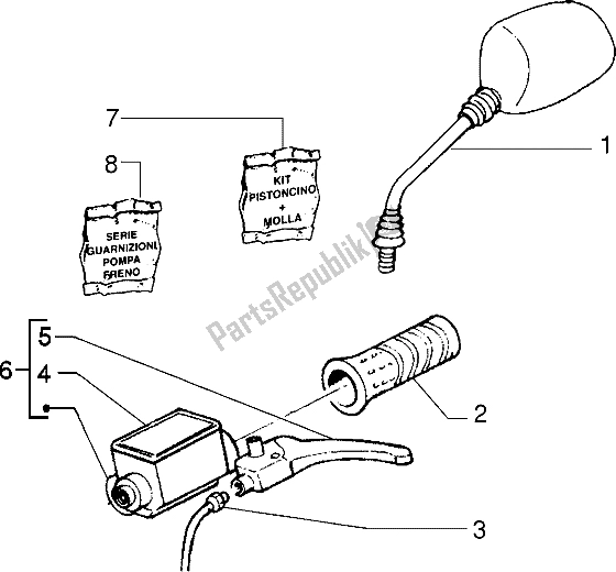 Toutes les pièces pour le Composants Du Guidon (véhicule Avec Frein De Moyeu Arrière) du Piaggio NRG MC3 50 2002