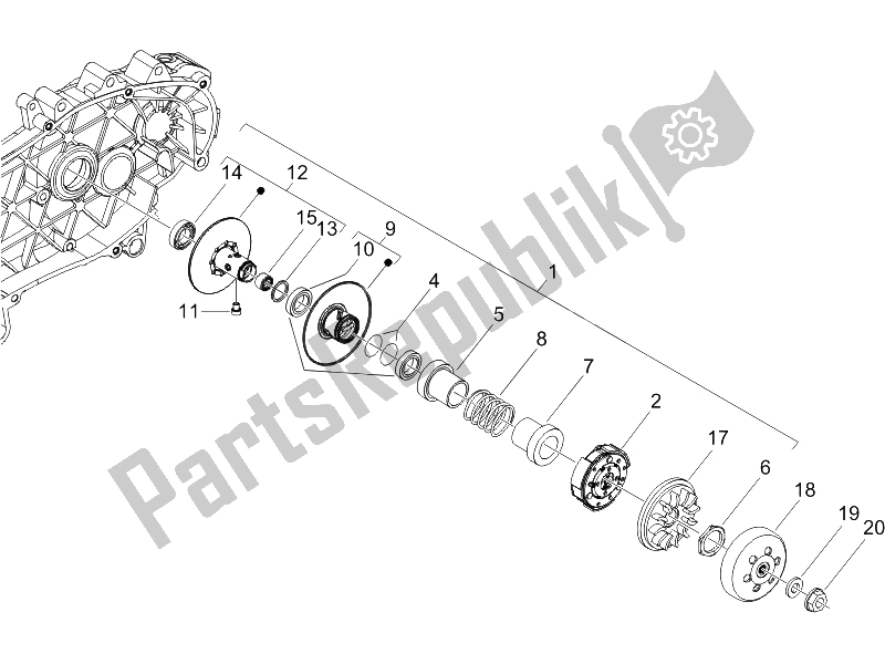 Toutes les pièces pour le Poulie Menée du Piaggio X8 125 Potenziato UK 2005