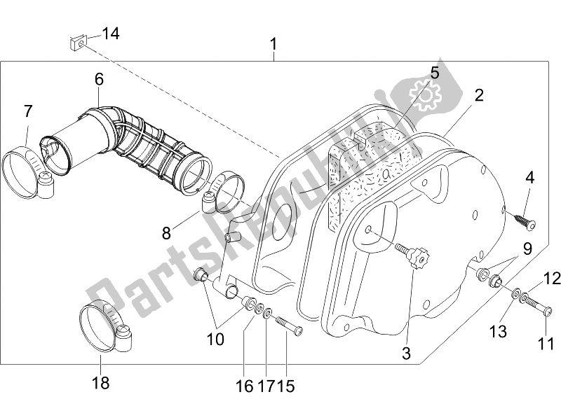 Todas las partes para Filtro De Aire de Piaggio X8 200 2007