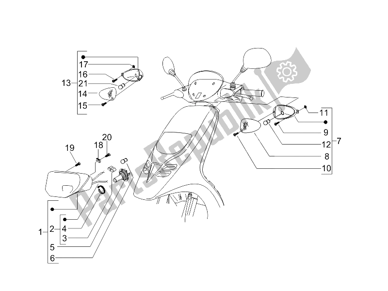 Wszystkie części do Reflektory Przednie - Kierunkowskazy Piaggio Typhoon 50 2006