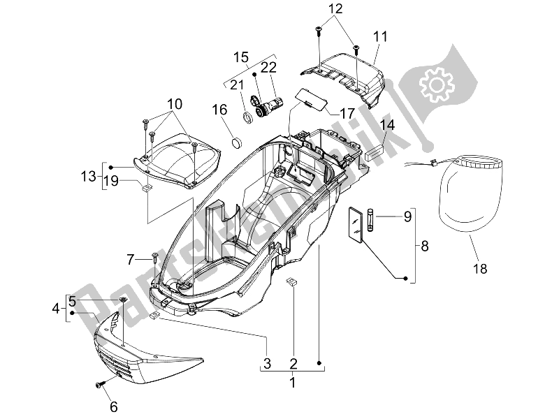 Tutte le parti per il Alloggiamento Casco - Sotto La Sella del Piaggio Beverly 250 IE Sport E3 2006