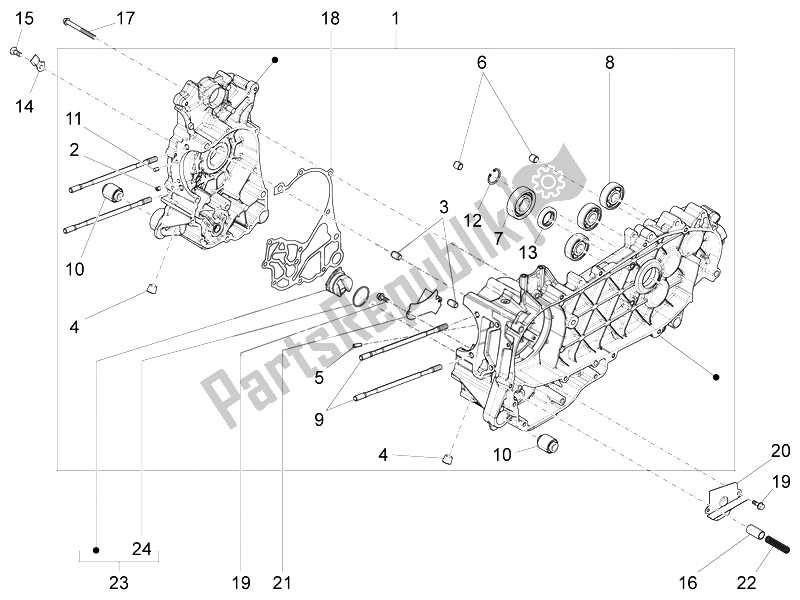 Toutes les pièces pour le Carter du Piaggio FLY 125 4T 3V IE E3 DT 2014