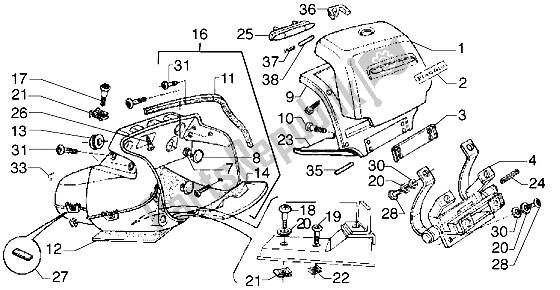 All parts for the Glove Compartment of the Piaggio Hexagon GTX 125 1999