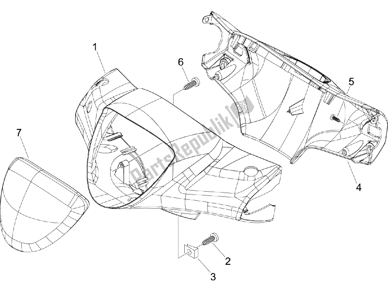 All parts for the Handlebars Coverages of the Piaggio Liberty 125 4T PTT E3 A 2007
