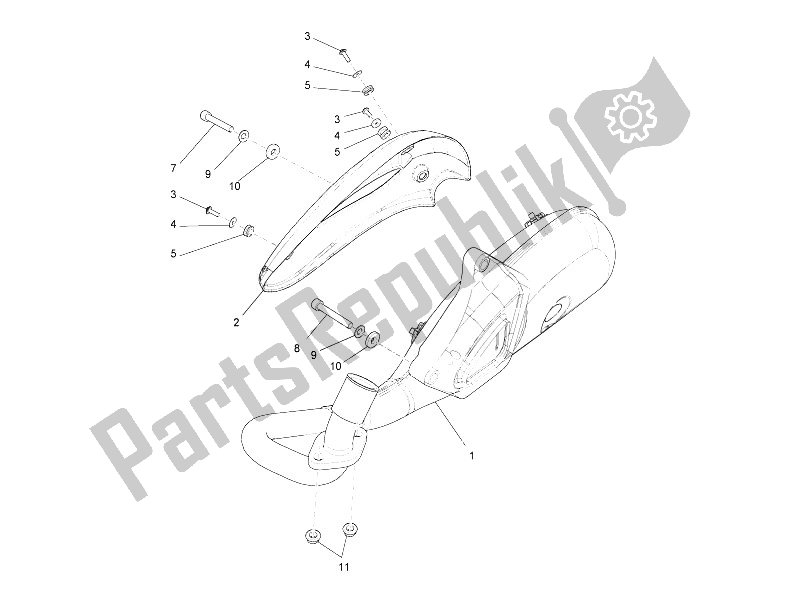 All parts for the Silencer of the Piaggio Liberty 150 4T 2V E3 PTT Libanon Israel 2011