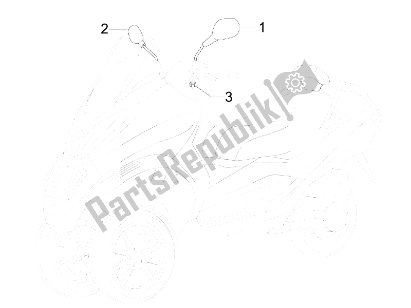 All parts for the Driving Mirror/s of the Piaggio MP3 400 IE MIC 2008