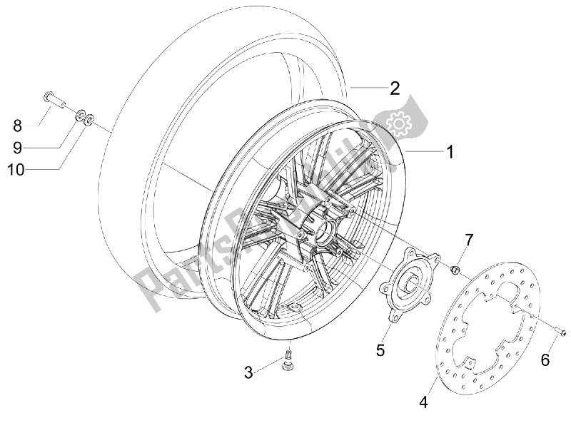 All parts for the Rear Wheel of the Piaggio BV 500 Tourer USA 2008