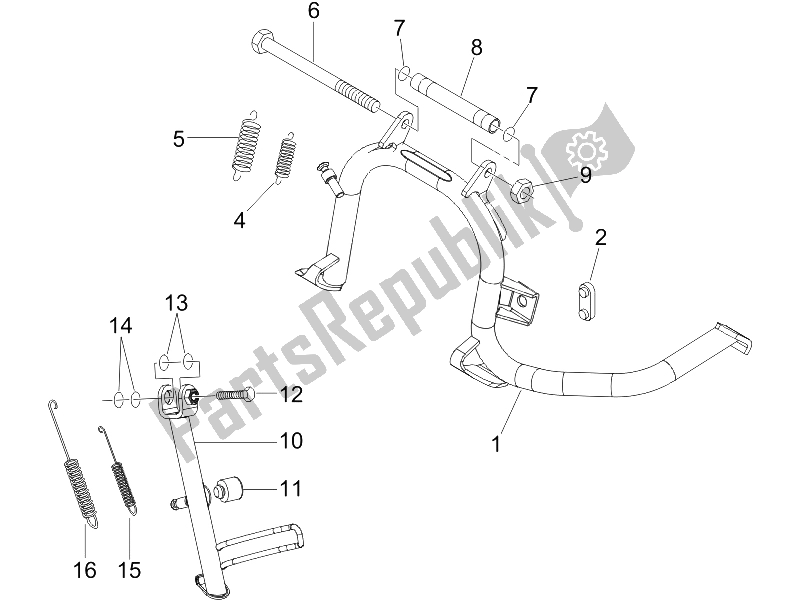 All parts for the Stand/s of the Piaggio X8 250 IE UK 2005