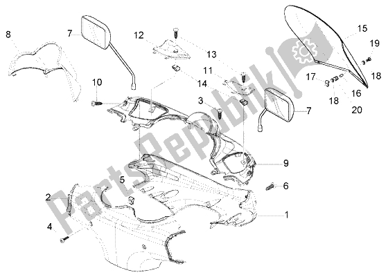 All parts for the Handlebar Coverings of the Piaggio Beverly 250 RST 2004