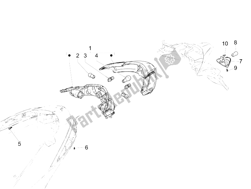 Toutes les pièces pour le Phares Arrière - Clignotants du Piaggio Liberty 125 Iget 4T 3V IE ABS EU 2015