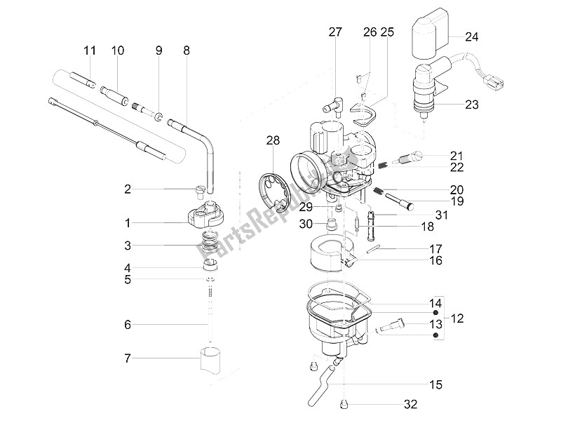 Todas as partes de Componentes Do Carburador do Piaggio NRG Power DD 50 2016