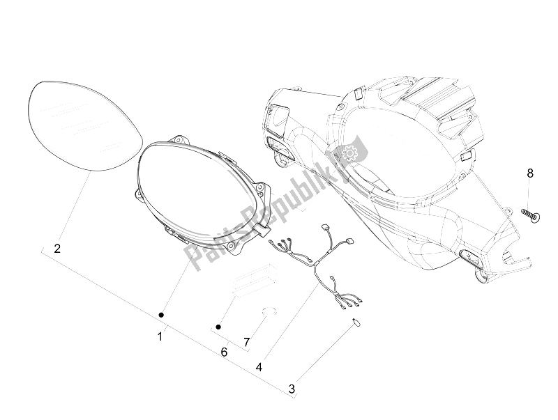 Toutes les pièces pour le Tableau De Bord Combiné du Piaggio FLY 125 4T 3V IE E3 LEM 2012