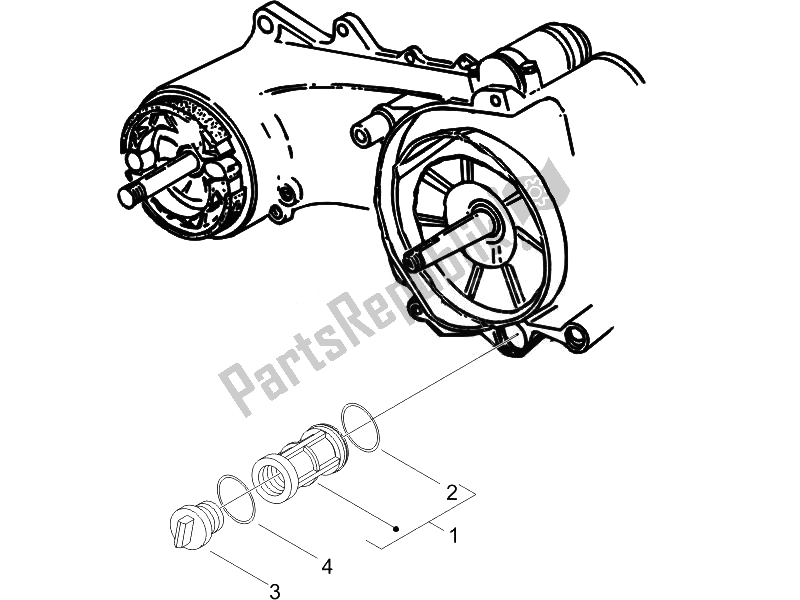 Alle onderdelen voor de Vliegwiel Magneto Deksel - Oliefilter van de Piaggio Liberty 50 4T PTT D 2014