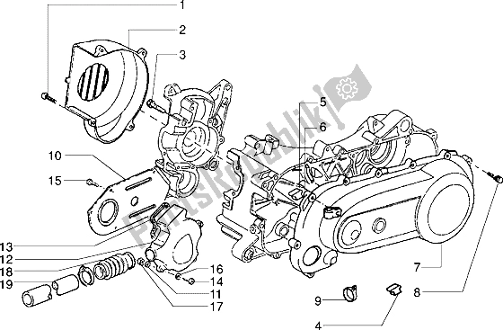 All parts for the Clutch Cover-scrool Cover of the Piaggio Sfera RST 80 1994