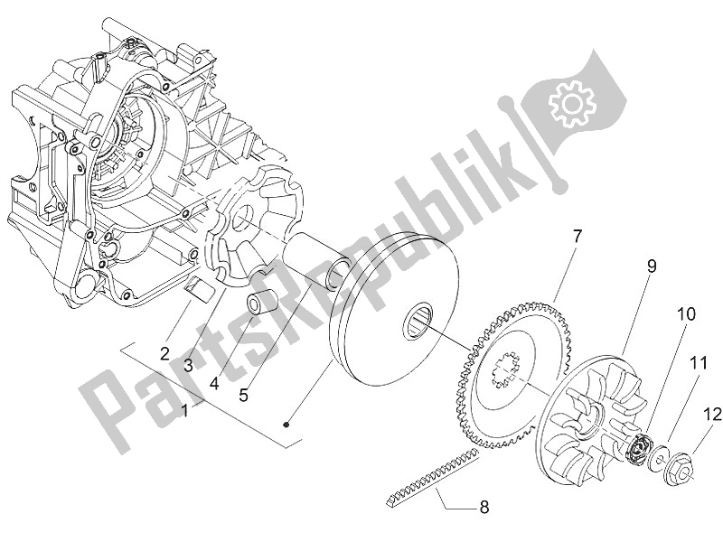 All parts for the Driving Pulley of the Piaggio ZIP 100 4T Vietnam 2011