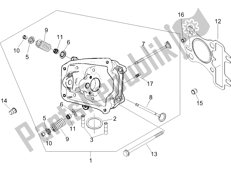 All parts for the Head Unit - Valve of the Piaggio Liberty 125 4T 2V IE PTT I 2012