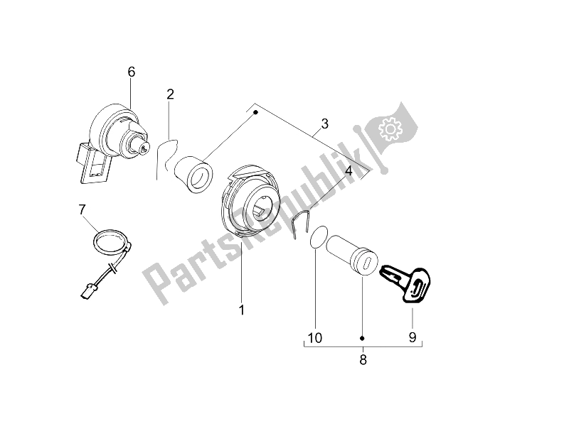 Todas las partes para Cerraduras de Piaggio Liberty 125 4T E3 UK 2006